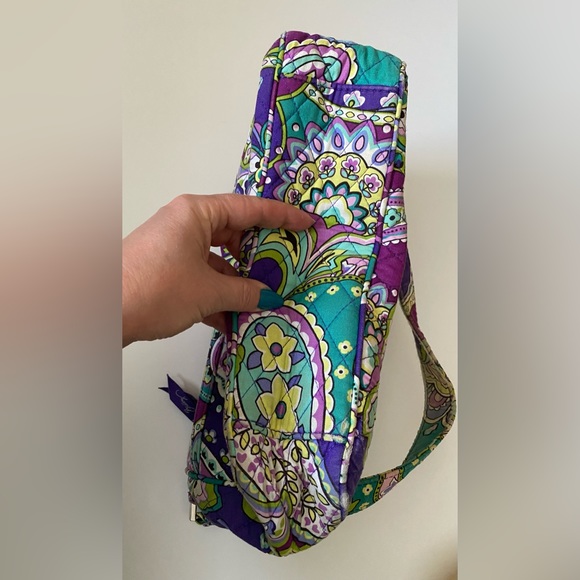 Vera Bradley Paisley Print Purse Zippered Closure Purple and Teal - Picture 7 of 16